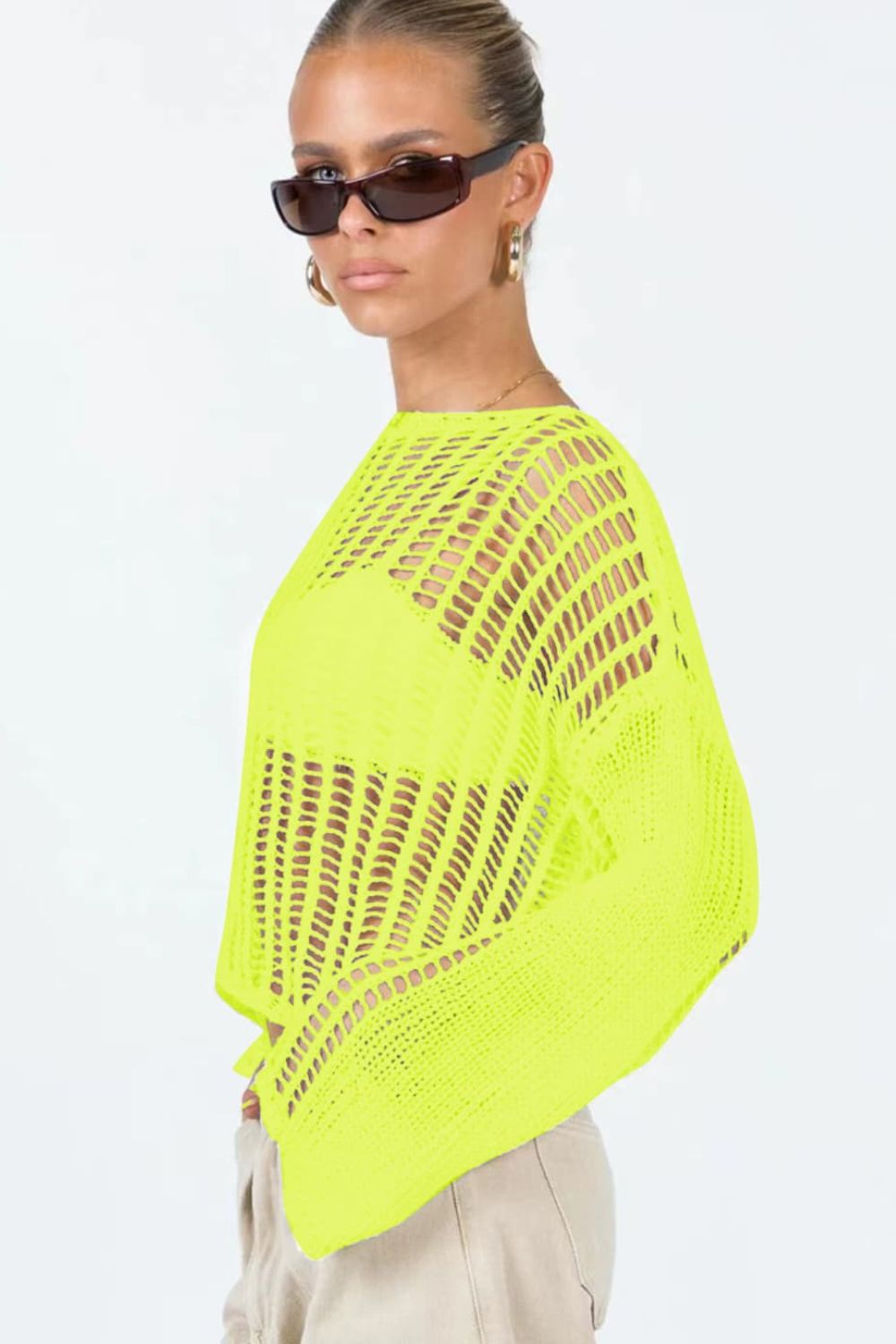 Tropic Pacific Openwork Boat Neck Long Sleeve Cover Up