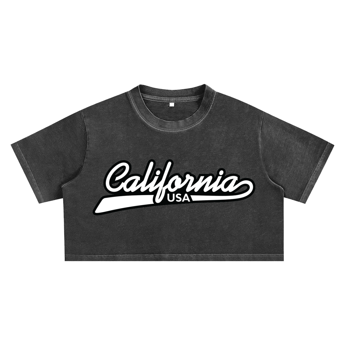 Cal USA Snow Washed Crop Top