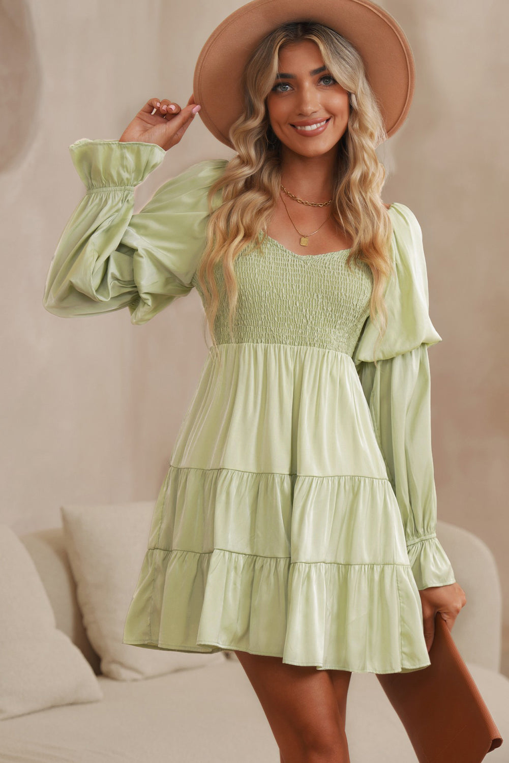 Tropic Pacific Smocked Off-Shoulder Tiered Mini Dress