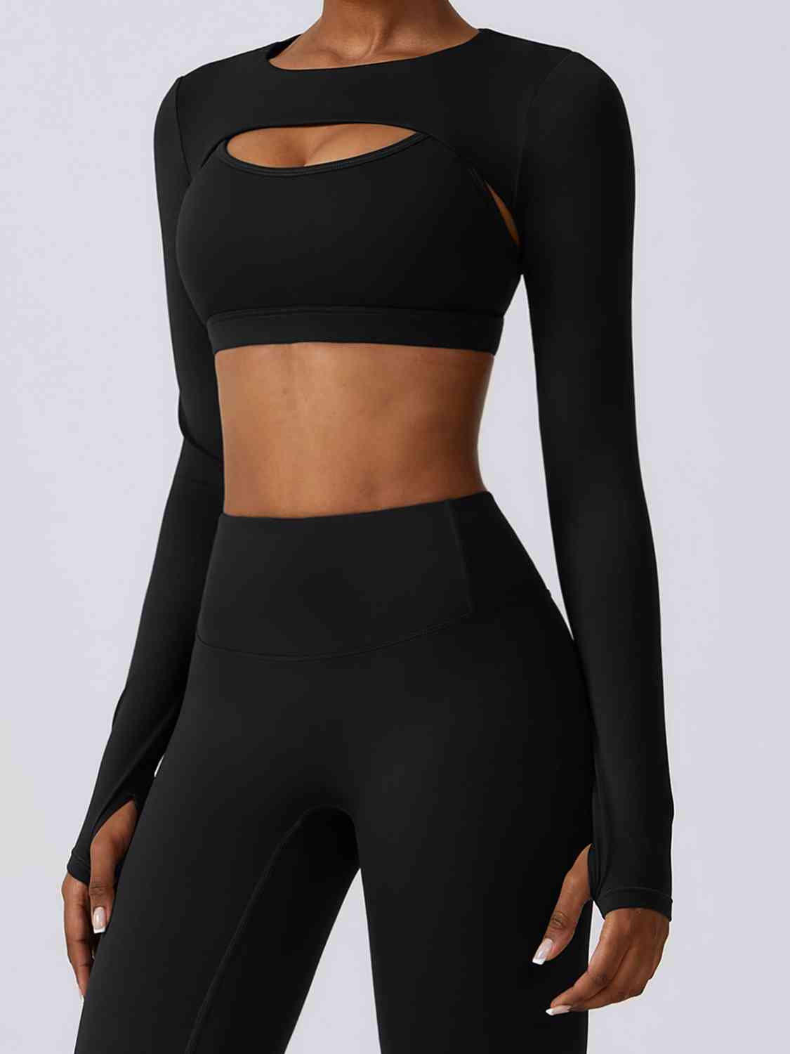 Tropic Pacific Cropped Cutout Long Sleeve Sports Top