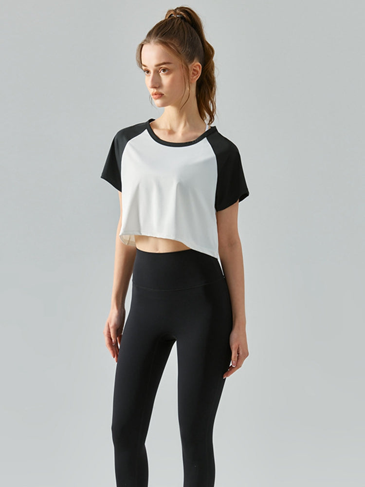 Tropic Pacific Round Neck Raglan Sleeve Cropped Sports Top