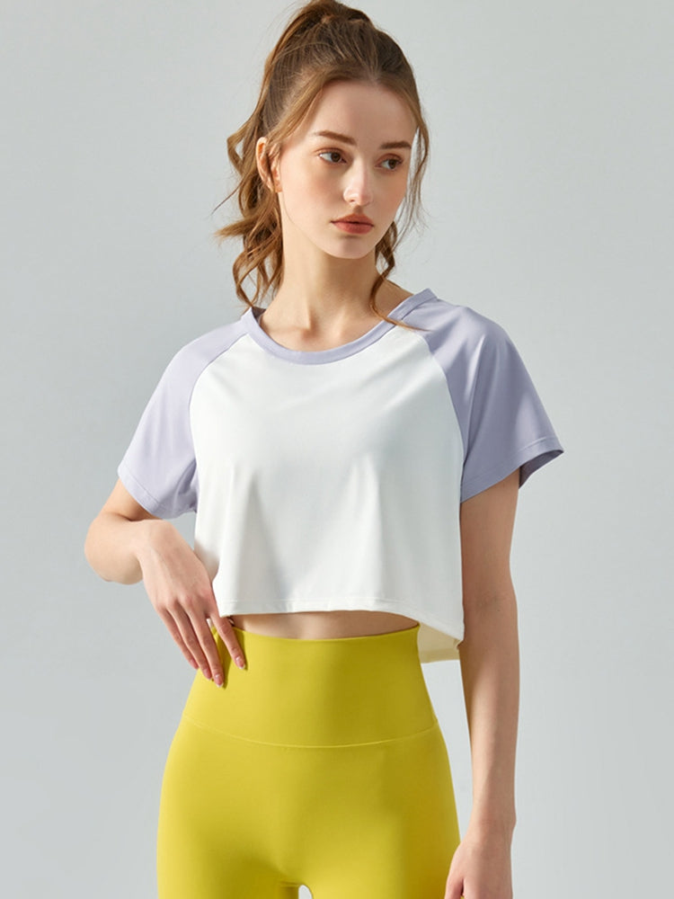 Tropic Pacific Round Neck Raglan Sleeve Cropped Sports Top