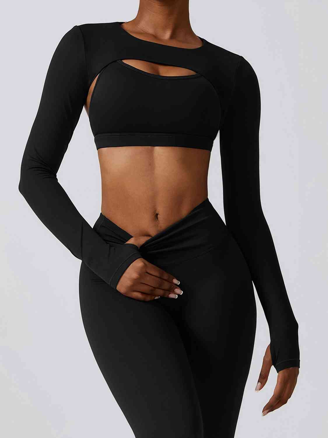 Tropic Pacific Cropped Cutout Long Sleeve Sports Top